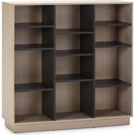 Libreria Scaffale Vigo 110x110 cm, Scaffale da ufficio, Rovere e Grigio, 110 cm (Larghezza) 33 cm (Profondità) 110 cm (Altezza)