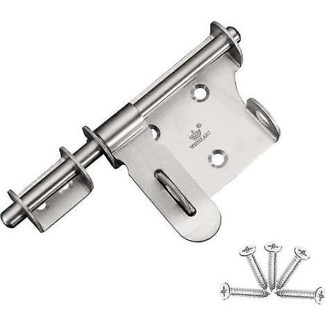 Loquet coulissant pour porte (1 pièce), verrou de sécurité, loquet en acier inoxydable avec trou pour cadenas, pour portes coulissantes en bois (1/3)
