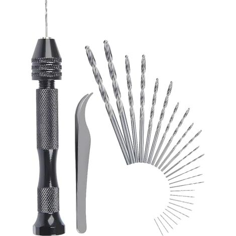 Perceuse à Main Hand Drill Ajustable Hélicoïdaux de Kit 25 Pieces Mini Foret Fraise Twist Pour Modèle Noyer Ambre Olive Nut - (1/5)