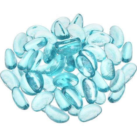 Perles de Verre pour Foyers, Gravier Marbre Réfléchissant Décorations D'Aquarium Et Remplissage Vases, Bleu (1/5)