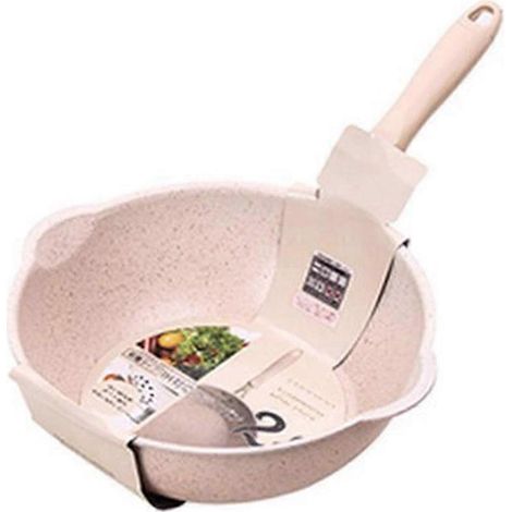 Thickened Bottom Stone Frying Pan Pot Big Mouth Wok Pan 20cm-- (1/5)