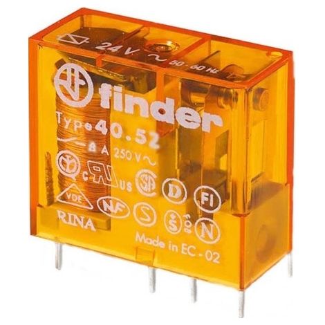 Finder – Relais miniature électromagnétique 230V AC 2 contacts inverseurs 8A – Pour circuits imprimés – 405282300000