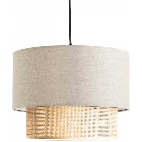 Hanah Home – Suspension en tissu effet lin 30 cm – Hauteur 70 cm – Compatible ampoule E27 jusqu'à 15W – Luminaire moderne pour intérieur (1/2)