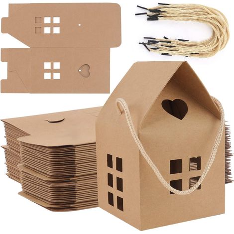 BoîTes En Papier Kraft Boîte Cadeaux Boîtes à Bonbons 26 Pièces Boite Cadeau Kraft 8x8x7.5cm, Pour Cadeau De Bricolage, Mariage, FêTe (1/5)