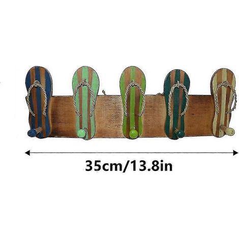 Crochet mural en bois couleur tong, crochet amusant pour serviettes et clés. (1/2)