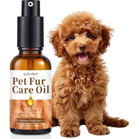 Huile de soin des poils d'animaux - Démêle, réduit la perte de poils - Ajoute de la brillance avec du collagène et des huiles naturelles - Après-shampoing sans rinçage pour chiens et chats - 30 ml