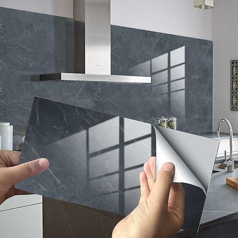 30x15cm (gris Fum, 4 Pices) Carreaux Dcoratifs Adhsifs Pour La Salle De Bain Et La Cuisine, Mosaque De Marbre 3d Dcoration Adhsive Impermable L'e