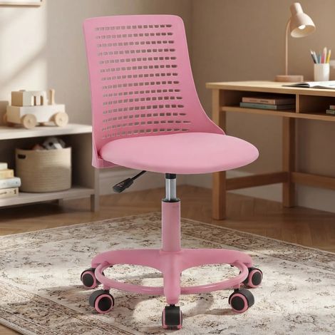 Wahson Sedia Scrivania per Bambini Girevole Regolabile in Altezza, Con cuscino in pelle PU e schienale traspirante per casa studio, lettura, Rosa (1/5)