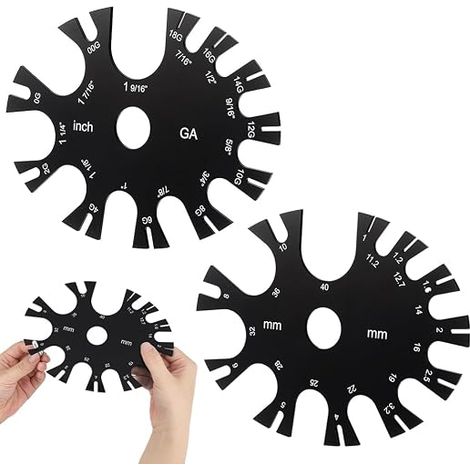 2 jauge à Fil en Acrylique Noir Paquet de 1 Roue de Mesure de Perçage Acrylique Outil de Mesure MM et Jauges pour la Fabrication de Bijoux et les Travaux Manuels (1/5)
