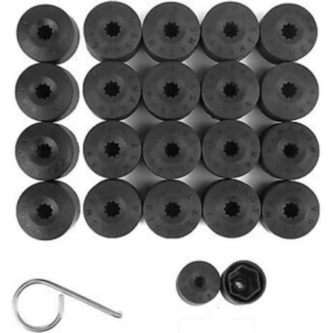 Kit de 20 pièces comprenant écrous, boulons et cache-écrous de roue, avec outil de démontage noir. (1/5)