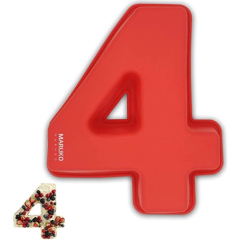 1 - Moule à Gâteau - Chiffre 4 - Silicone Alimentaire - Antiadhésif Pour Anniversaire Et Mariage - Noir - 26,5 cm (1/5)