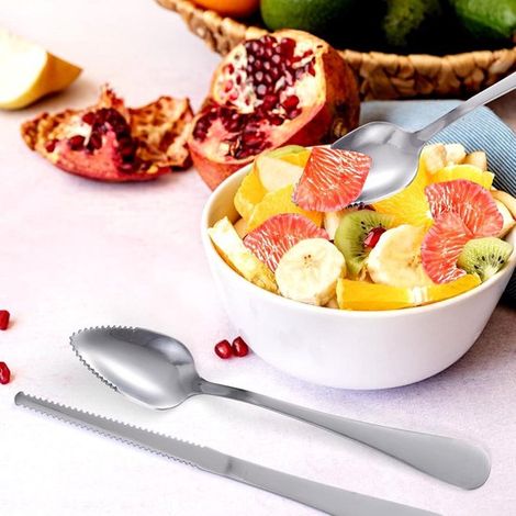 Set da 3 pezzi in acciaio inox per pompelmo con cucchiaini seghettati e coltello - Perfetto per gli agrumi (1/4)
