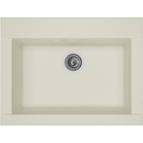 STRADOUR Evier cuisine a encastrer 1 bac sans égouttoir Hexo - Résine - 66 x 50 cm - Blanc (1/2)