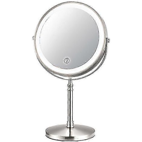 20 cm großer goldener Kosmetikspiegel mit integrierter Beleuchtung, USB-Ladefunktion, 10-facher Vergrößerung, einstellbarer Hintergrundbeleuchtung und Ständer. (1/5)