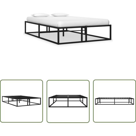 The Living Store Bettgestell Schwarz Metall 120x200 cm - Metallbettfassungen - Doppelbett Gestell - Schwarzes Bettgestell - Boxspringrahmen - Bettgestell Mit Lattenrost (1/5)