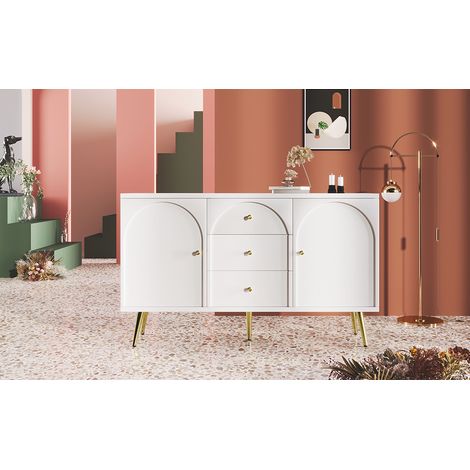 Armoire avec 2 portes et 3 tiroirs. Armoire blanche avec tiroirs intérieurs. Plateau réglable. Conçu pour être utilisé dans des pièces comme le salon ou la chambre à coucher. Couleur crème-blanc : H84