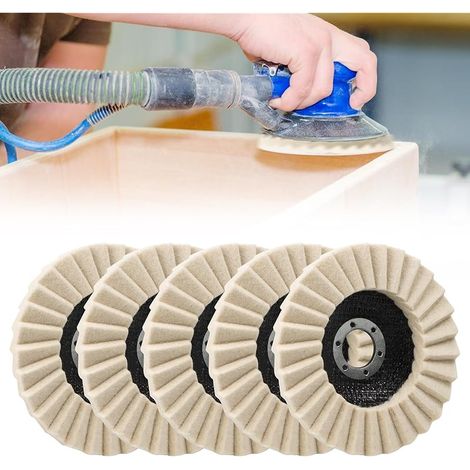 Lot de 5 Disques De Polissage 125 MM X 22,2 MM en Feutre de Laine, Disques de Polissage en Feutre Brillant pour Ponçage et Polissage en Peinture, Acier Inoxydable, Bois et Plastique
