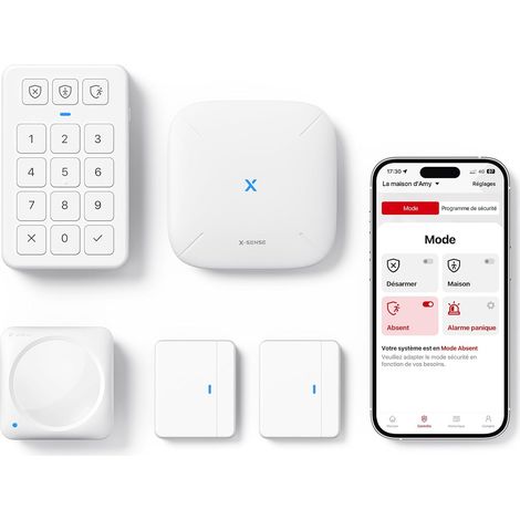 Kit de Sécurité pour la Maison Alarme sans Fil Application pour Alertes en Temps Réel Station de Base Capteurs de Porte Détecteur de Mouvement Clavier AS05 (1/5)