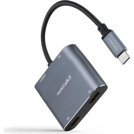 Convertitore Usb-c A 2xhdmi/usb-a/usb-c Pd Nanocable 10.16.4305 (1/4)