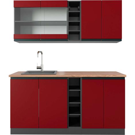 Cucina completa R-Line, Rosso/antracite, 160 cm , PL Rovere, Vicco (1/5)