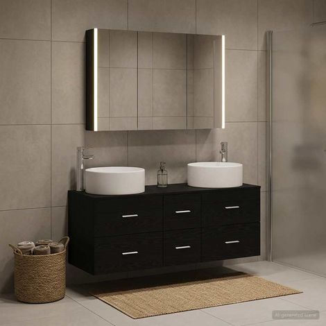 vidaXL Bathroom Furniture Set 4 pcs Black Oak (1/5)