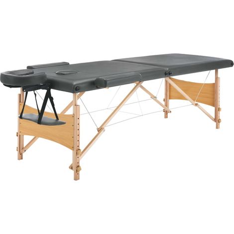 Table de massage avec 2 zones Cadre en bois Anthracite 186x68cm (1/5)