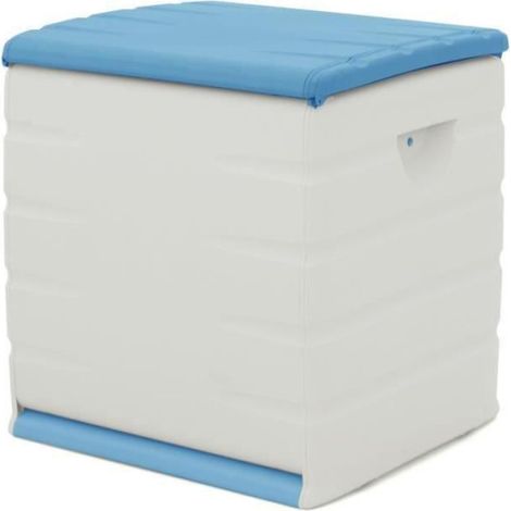 PLASTIKEN Coffre cadenassable avec roulettes - 190 L - Fonctionnel et esthétique - Beige et Bleu (1/2)