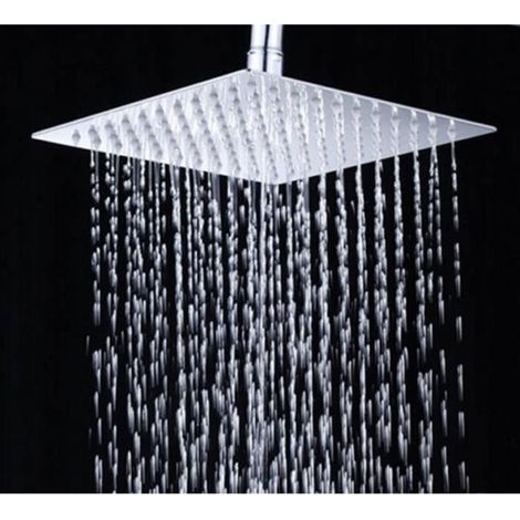 Tête de Douche Pluie 12 Pouces Carrée en Acier Inoxydable - Ultra-mince - Chromé (1/4)