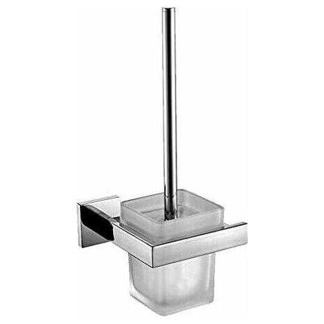 Brosse WC Porte Brosse Toilette Acier Inox 304 Verre Trempé Métal Chromé Miroir Poli- 14,813,534cm-Balayette WC Brosse WC(Brosse Inclu)-Accessoires Salle de Bain (1/5)