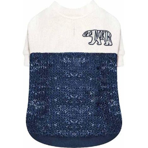 Pull pour Chien Go North Blue, Tour de Dos 35 cm, réglable, avec Trou pour Laisse et Harnais, Couleur Bleu et Blanc (1/5)