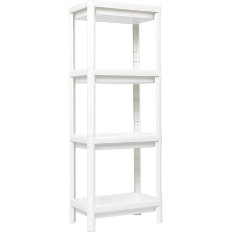 DEA HOME Linda Scaffale bianco modulare con 4 ripiani in plastica resistente forata 38x23x100h cm, multifunzionale, facile da montare e leggero, ideale per casa, garage o magazzino