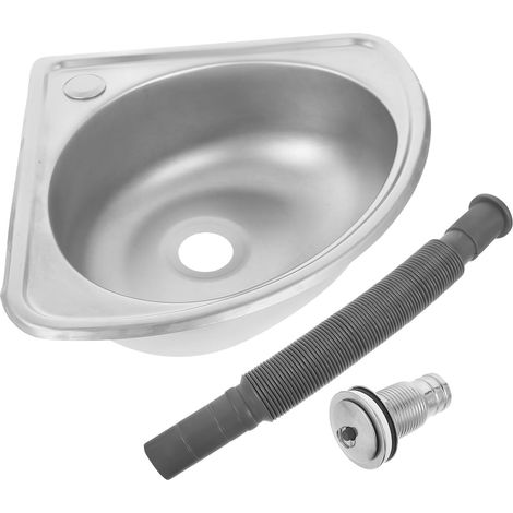 Évier Angle Acier Inoxydable Compact pour Camping-Car Lavabo Simple Bol Multifonction Installation Facile Évier Portable pour Cuisine et Salle de Bain (1/5)