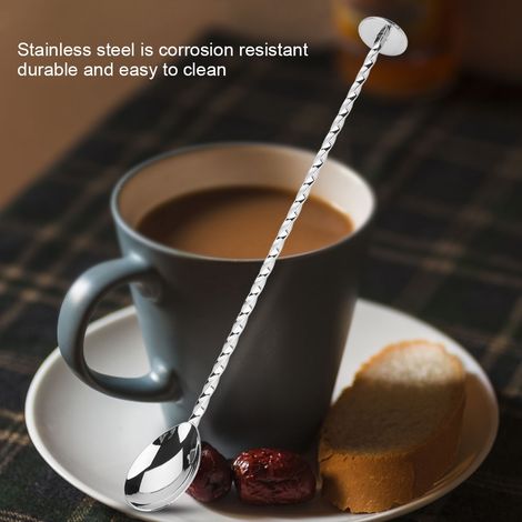 Cuillère à cocktail en acier inoxydable 1 pièce, outil de mélange et de superposition de boissons et de café avec long manche (7) (1/5)