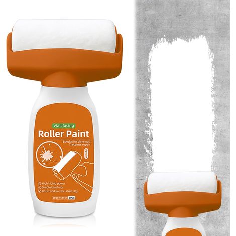 500g Brosse Roulante De Réparation Mur, Brosse à Rouleau avec Pâte de Réparation Murale, Brosse Roulante De Réparation Murale, Rouleau Retouche Peinture Blanc Mur pour Graffitis Rayures Taches (1/4)