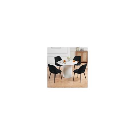 AINPECCA Dining Chairs Set of 4 Velvet Kitchen Counter Chairs with Booster Padded Seat Strong Black Metal Legs Backrest for Living Room Bedroom,Black