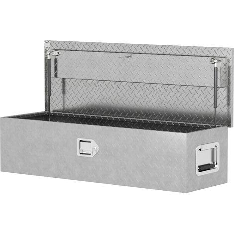 Cassetta portattrezzi per rimorchio 99 x 33 x 25.5 cm lucchettabile apertura assistita design industriale in alluminio argento 210007165