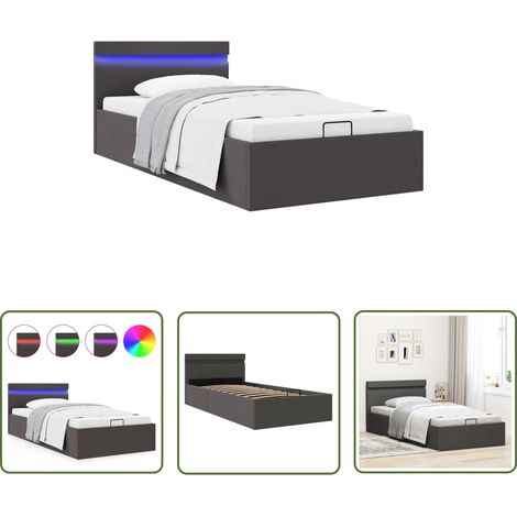 The Living Store Cadre de lit à rangement hydraulique sans matelas 100x200 cm - Lit Plateforme - Lit Coffre - Lit Avec Rangement - Lit Design - Lit Moderne (1/5)