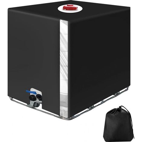 Bâche de récupération des eaux de pluie pour cuve IBC 1000 L, avec film transparent, protection UV et anti-poussière, noire (116 x 100 x 120 cm) (1/5)