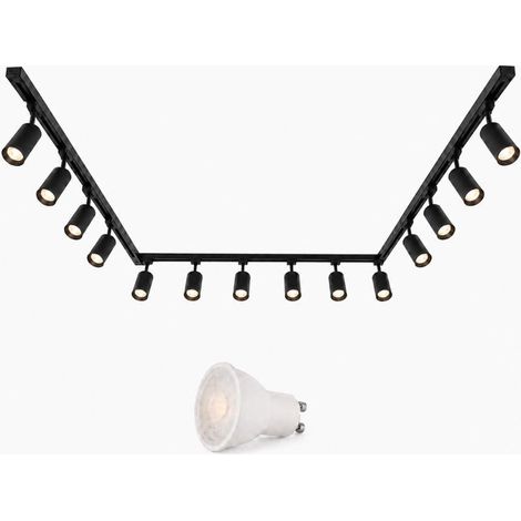 Kit Rail LED Monophasé en U + 14 Spots GU10 Noir - 800 cm - Blanc Neutre (4000K - 5500K) - SILAMP (1/2)