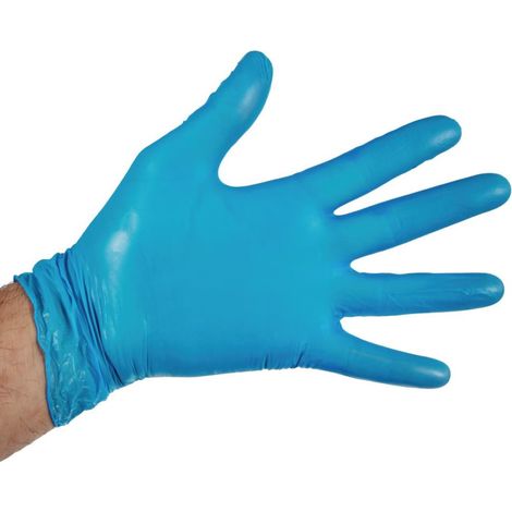 Gants alimentaires en vinyle non poudrés bleus L (Lot de 100) - Hygiplas (1/5)