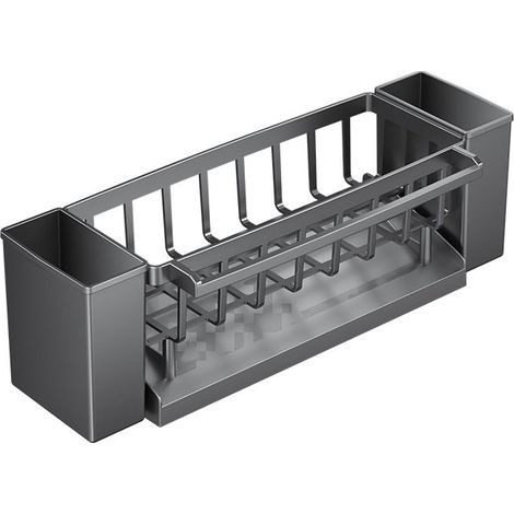 Support d'Évier de Cuisine, Support de Rangement pour Éponge, Drainage Automatique, avec Barre Porte-Serviettes, Montage Mural Sans Perçage, Adapté à la Cuisine et à la Salle de Bain (1/5)