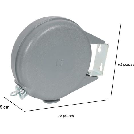 Tendedero retráctil de alta resistencia para uso en exteriores e interiores, con carcasa de ABS duradera y cuerda de PVC extruido de 11,5 metros (38 pies), que incorpora un mecanismo de bloqueo para e