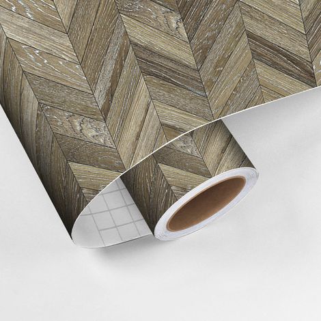 Revêtement sticker sol - PARQUET BOIS DU KANSAS - Rouleau adhésif Protection Anti-dérapant - 60x100cm (1/5)