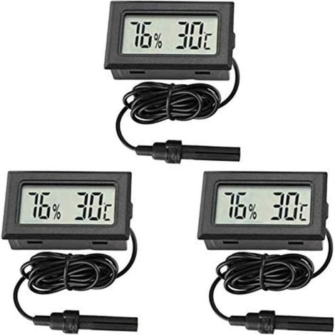 Thermomètre Hygromètre numérique miniature, écran LCD intégré avec sonde externe, mesure humidité et température pour incubateur, couveuse, terrarium (1/5)