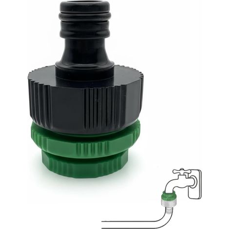 Adaptateur robinet extérieur avec raccord rapide pour tuyau d’arrosage 1/2", 3/4", 1" – Connecteur universel en plastique, Installation sans outil, jardin, lavage voiture, nettoyage terrasse (1/5)
