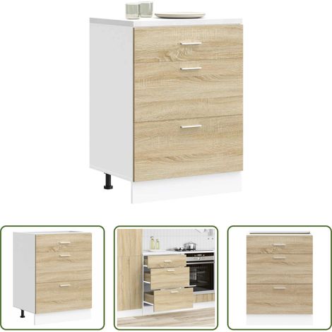 Armoire de cuisine - Meuble bas de cuisine "Lyon" Chêne Sonoma Bois d'ingénierie