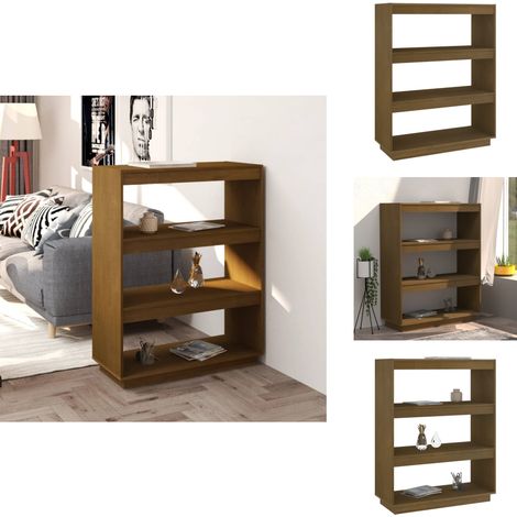 Bücherregal/Raumteiler Honigbraun 80x35x103 Massivholz Kiefer - Holzregal - Buche - Bücherregal Massiv - Regal Wohnzimmer - Raumteiler (1/5)