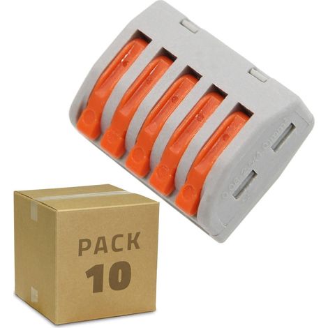 Pack 10 Conectores Rápidos 5 Entradas PCT-215 para Cable Eléctrico de 0.08-4mm² Gris (1/3)