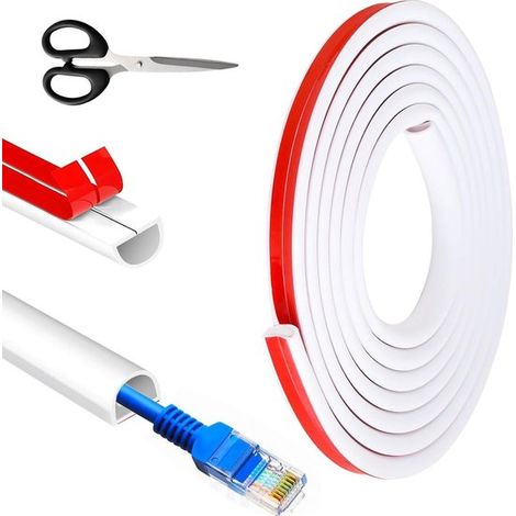 Goulotte souple avec mini-canevas blanc auto-adhésif. Idéale pour la maison, le bureau et l'entrepôt - 15 mm x 10 mm. Dissimulez et protégez efficacement vos câbles. (1/5)