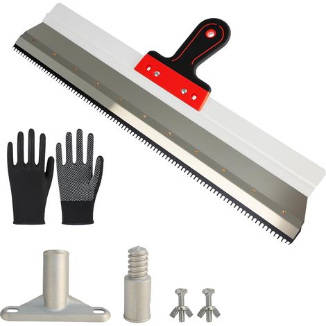Raclette crantée sol époxy 56cm, outil de nivellement pour béton Râteau à encoches robuste avec manche, idéal pour résine époxy, peinture, ciment et revêtements de sol (1/5)